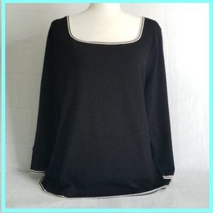 Talbots 3/4 Sleeve Square Neck Sweater Sz XL